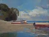 Low Tide Inhala Island by Errol Boyley, oil on canvas laid down on board, sold Jun 2014