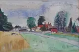 French Countryside Village by Maud Sumner, pen, ink and watercolour, offered Jun 2014