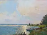 Boats on the Lagoon by Errol Boyley, oil on card, sold Jun 2014