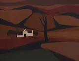 Diederick During, Farmhouse in an Arid Landscape, oil on board