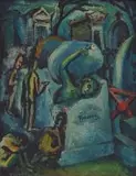 Figures by Tombs by Alexis Preller, oil on board, sold Jun 2014