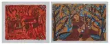 Azaria Mbatha, Chariot with Winged Horses; Lions in a Jungle, colour lithographs