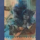 Louis Maqhubela, Figure with Doves, mixed media on paper
