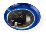 Robert Hodgins, Falling Man, hand painted and glazed stoneware plate