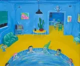 The Hot Tub by Norman Catherine, oil on canvas, sold Jun 2014