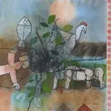 Louis Maqhubela, Composition with Cockerel, Dog, Figure and Fish