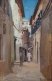 East African Street Scene by Frans Oerder, oil on panel, sold Jun 2014