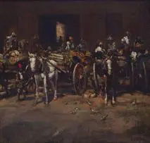 Dorothy Kay, Market Carts, oil on canvas