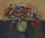 Anemones in an Earthenware Vase by Frans Oerder, oil on canvas, sold Jun 2014