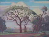 Lowveld in Summer by Jacobus Hendrik Pierneef, oil on board, sold Jun 2014