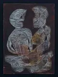 The Couple by Cecil Skotnes, carved, incised and painted wood panel, sold Jun 2014