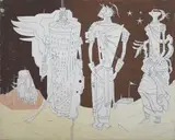 Hieratic Women by Alexis Preller, 1955, oil and pencil on canvas, sold Jun 2014