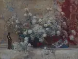 Still Life with Cow Parsley and Oriental Figures by Frans Oerder, oil on canvas, offered Jun 2014