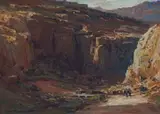 Kloof with Ox-wagon by Adriaan Boshoff, oil on canvas laid down on board, offered Jun 2014