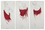 Wim Botha, Untitled (Red Velvet I, II and III), oil and charcoal on canvas