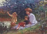 Fishing Day by Adriaan Boshoff, oil on canvas laid down on board, offered Jun 2014
