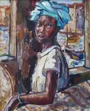Hennie Niemann jnr, Woman at a Window, Inhambane, Mozambique, oil on canvas