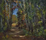 Knysna Woods in Autumn by Piet van Heerden, oil on canvas laid down on board, sold Nov 2013