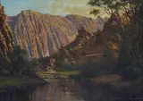Cogman's Kloof near Montagu by Tinus de Jongh, oil on canvas, sold Nov 2013