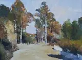 Errol Boyley, Three Figures Walking on a Dusty Road