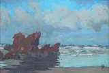 Ruth Prowse, Rocks on the Shore, oil on board