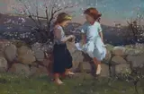 Adriaan Boshoff, Two Young Girls Under the Cherry Blossoms