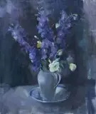 Louis van Heerden, Still Life with Delphiniums and Roses, oil on canvas