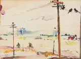Painting from my Studio Window in Menlo Park, 1944 by Walter Battiss, watercolour, sold Nov 2013
