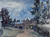Maud Sumner, Chateau, France, watercolour over charcoal
