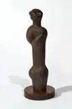 Standing Figure by Edoardo Villa, bronze with a dark brown patina, mounted on a wooden base, sold Nov 2013