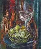 Cecil Higgs, Still Life with Pears and a Glass, oil on canvas