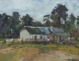 The Washing Line by Piet van Heerden, oil on board, offered Nov 2013