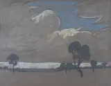 Jacobus Hendrik Pierneef, Bushveld Trees, pastel and charcoal on paper