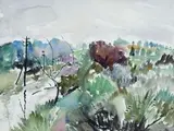 Maud Sumner, Near Eathorpe in Winter, watercolour