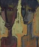Brothers by Frans Claerhout, oil on board, sold Nov 2013