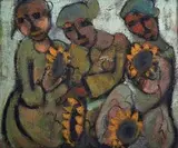 Sunflower Pickers by Frans Claerhout, oil on board, sold Nov 2013