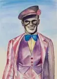 Peter Clarke, Portrait of a Coon, watercolour