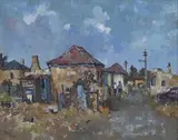 Conrad Theys, Street Scene with Figures and Car