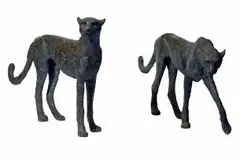 Shayne Haysom, Cheetahs, a pair, bronze with a dark brown patina