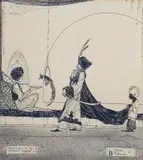 William Timlin, Illustration to "The Arabian Nights", pen and ink