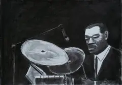 Sam Nhlengethwa, Jimmy Cobb, Drummer, charcoal