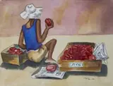 Peter Clarke, Nice Red Peppers, watercolour over pencil