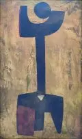 Hannes Harrs, Abstract Figure, oil on paper laid down on board