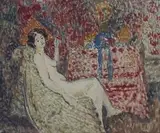 Georges Lemmen, Nu á l'éventail, oil on board