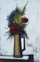 Bernard Buffet, Bouquet de Pavots, oil on board