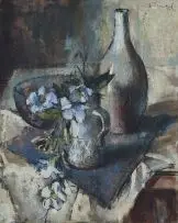 Irmin Henkel, Still Life with Philadelphus and Vessels, oil on canvas