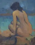 Seated Nude at the Beach by Alexander Rose-Innes, oil on canvas, sold Nov 2013