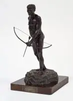 Anton van Wouw, The Bushman Hunter, bronze with a dark brown patina, mounted on a wooden base