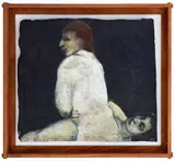Deborah Bell, Two Figures, oil on handmade cardboard