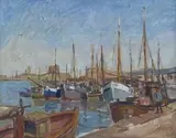 Harbour Scene by Gregoire Boonzaier, oil on card, offered Nov 2013